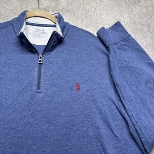 Polo Ralph Lauren 1/4 Zip‎ Performance Sweater Preppy Blue Mens XL